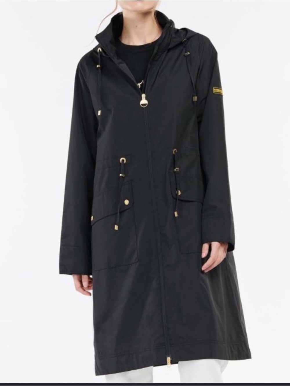 Barbour International Lithium Showerproof Long Jacket – Black – UK 8 / US 4
